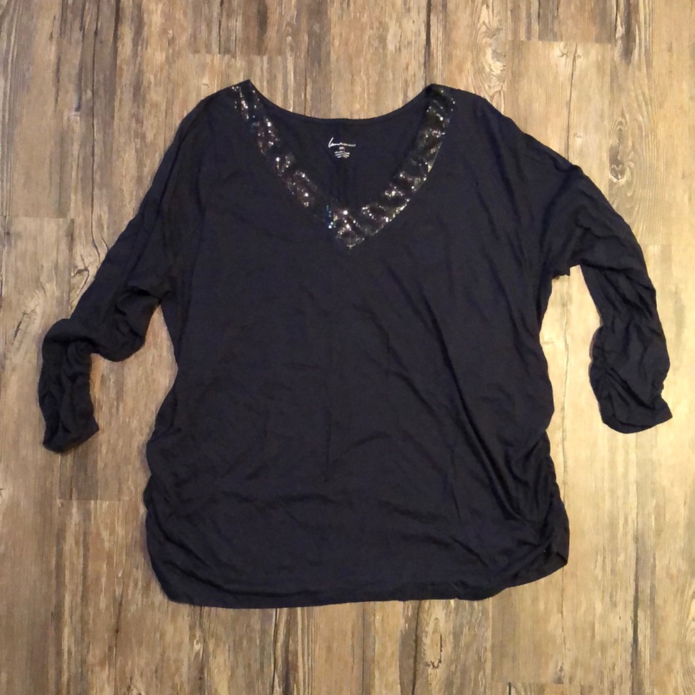 LB Navy V-neck with Sequins, 22/24